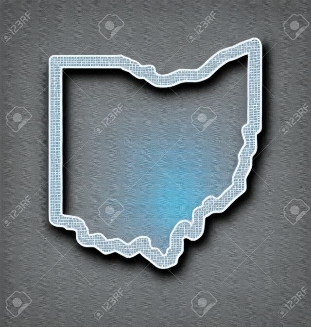 Ohio oh mapa stanu zarys kształtu uproszczony wektor