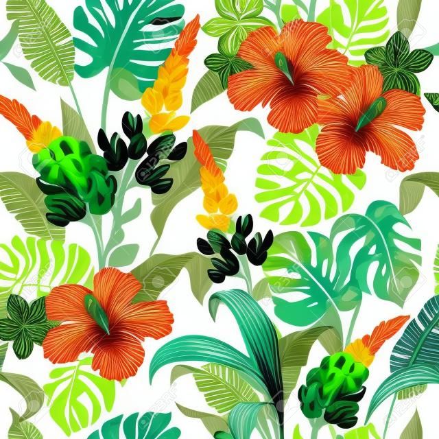 Palmiye yaprakları ile tropikal desen.