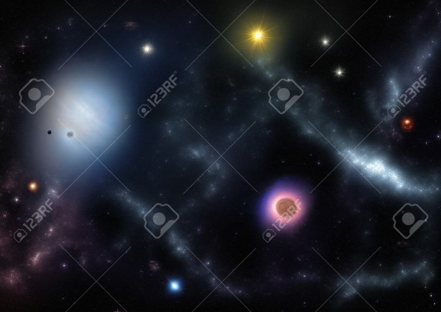 자유 공간에서 행성과 은하의 별 "NASA가 제공 한이 이미지의 요소"