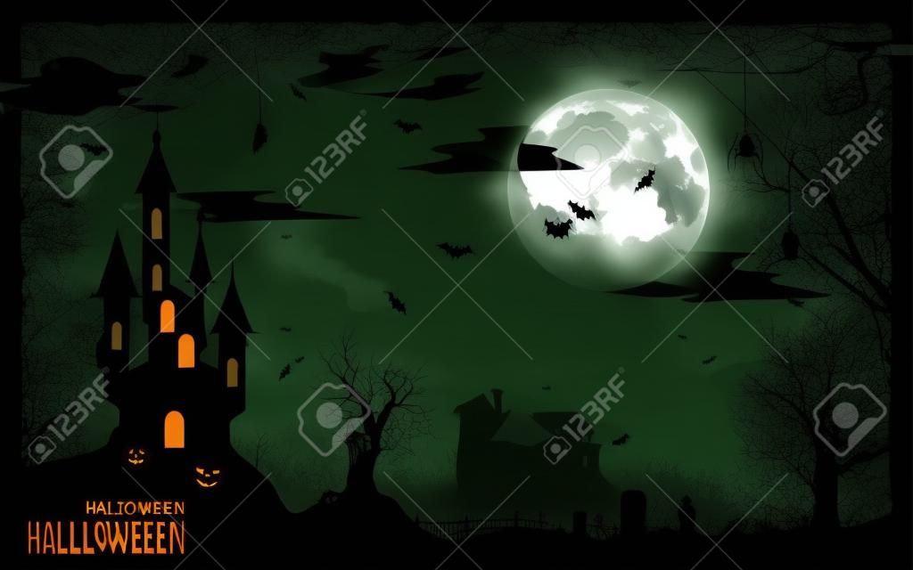 ハロウィン怖い夜のベクトルの背景
