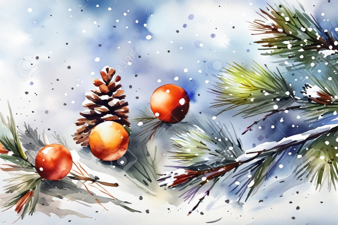 Dessin à l'aquarelle joyeux Noël et bonne année 2024 arbre de Noël photo de haute qualité