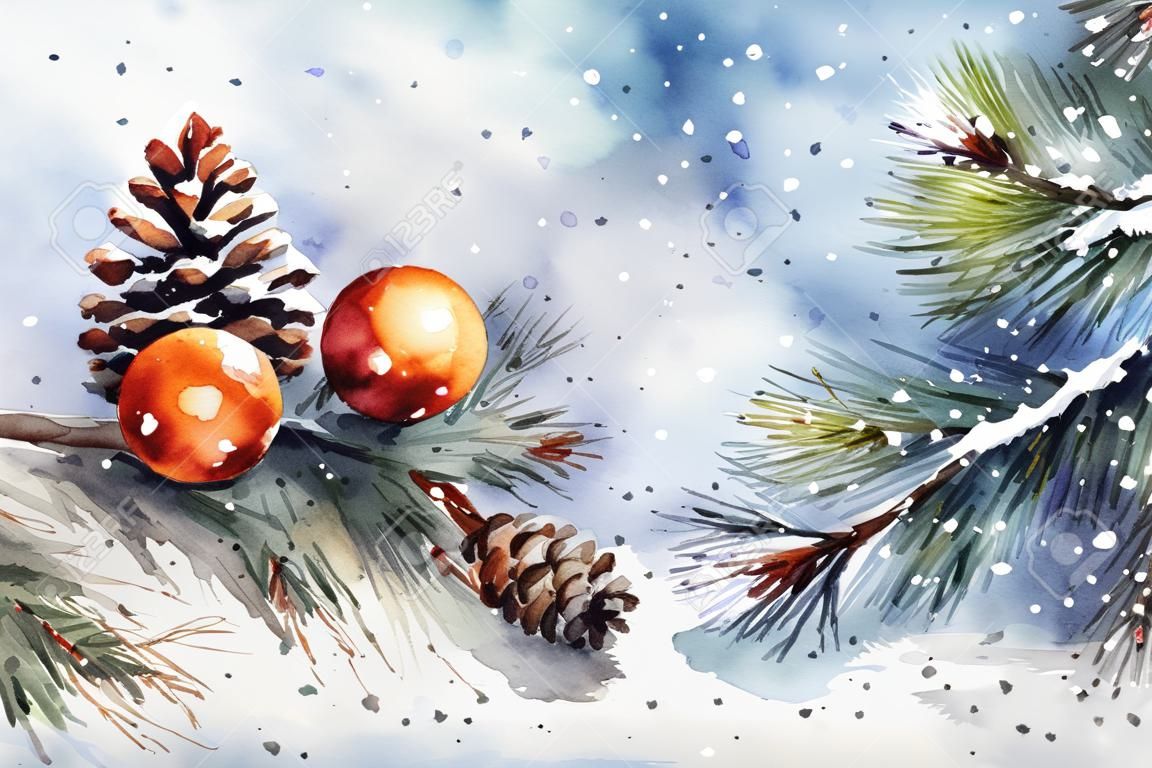 Dessin à l'aquarelle joyeux Noël et bonne année 2024 arbre de Noël photo de haute qualité