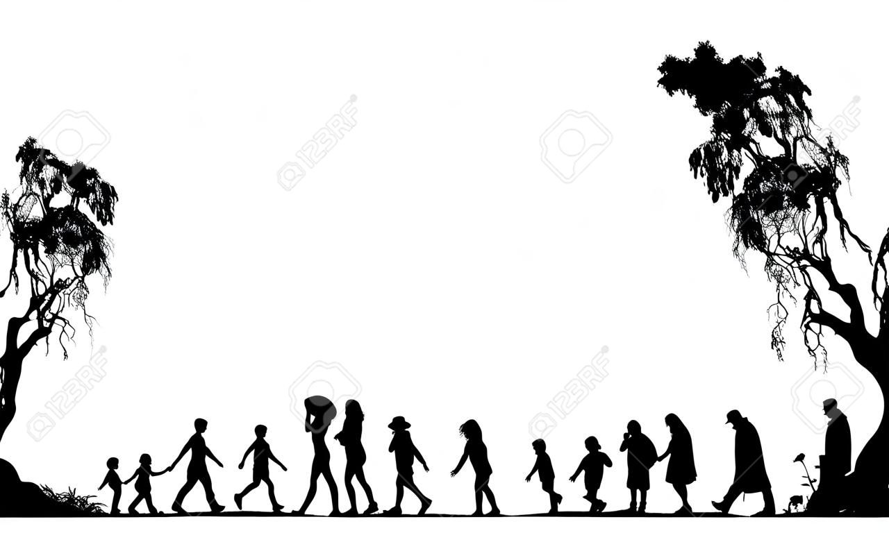 Silhouettes of people. Woman monochrome life cycle abstraction. Vector illustration