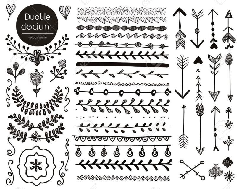 Kolekcja ręcznie rysowane elementy projektu doodle dekoracji