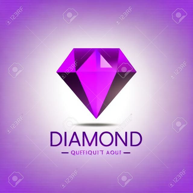 vector lila Diamanten-Symbol, Logo isoliert. Mode, Schmuck modernen 3D-Kristall, Identität