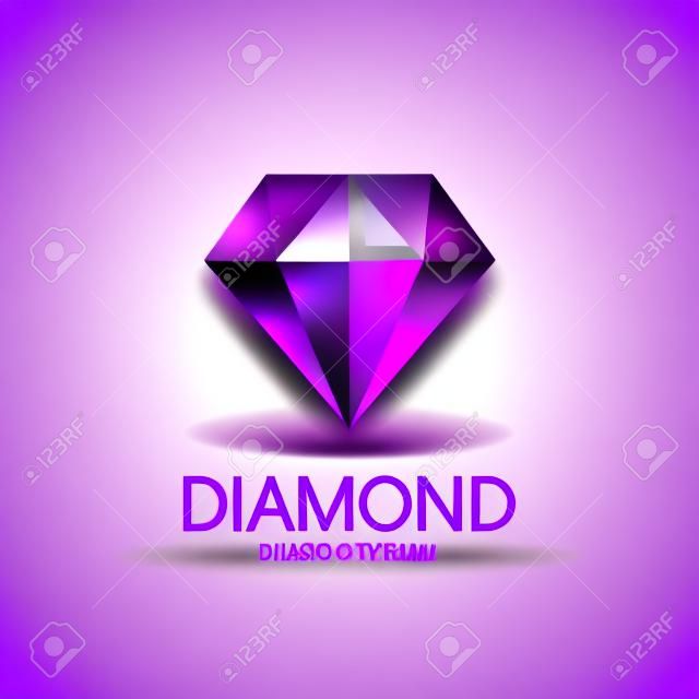 icono púrpura del diamante del vector, logotipo aislado. Moda, joyería moderna 3d de cristal, la identidad