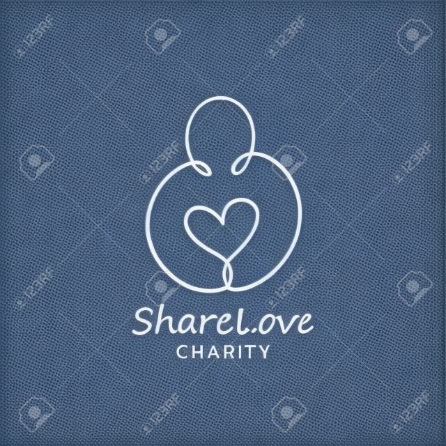 チャリティーのベクトルのロゴ。手の記号、記号、アイコン、慈善事業、健康のためのロゴのテンプレートの心