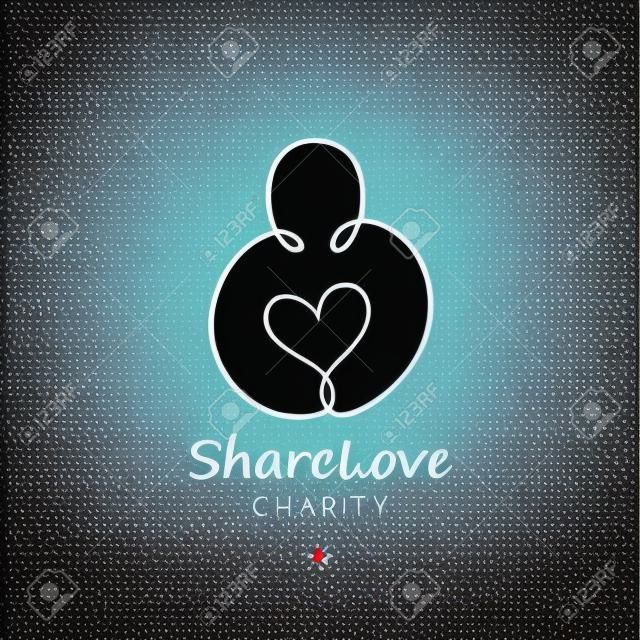 Vector charity logo. Heart in hand symbol, sign, icon, logo template for charity, health