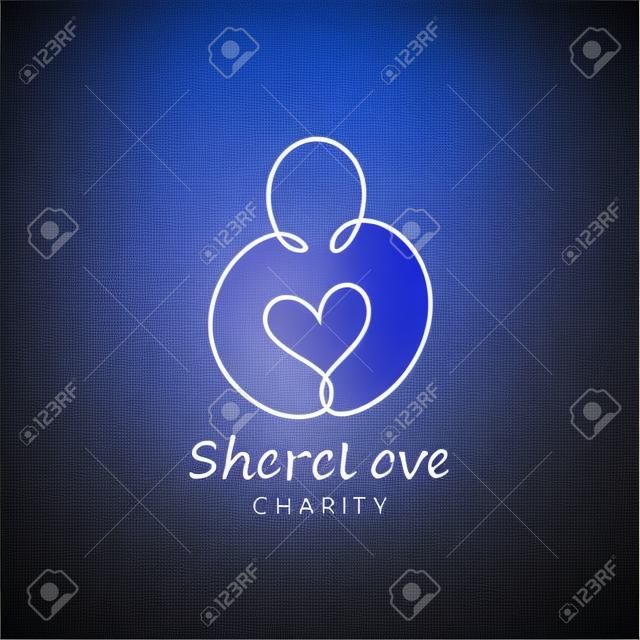 Vector charity logo. Heart in hand symbol, sign, icon, logo template for charity, health