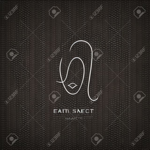 Vector minimal face, linear artistic logo. Social net, emblem for beauty studio and cosmetics - female portrait, beautiful woman s face - badge for make up artist, fashion