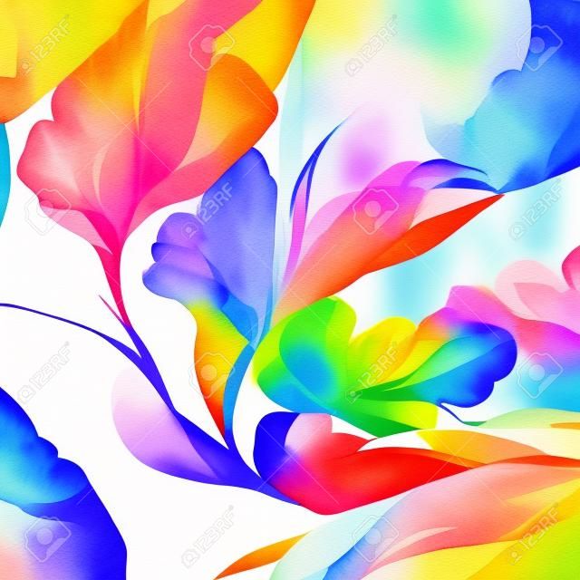 Watercolor art background. Digital generated wallpaper design with flower paint brush line art. Colorful watercolor Illustration for prints, wall art, cover and invitation.