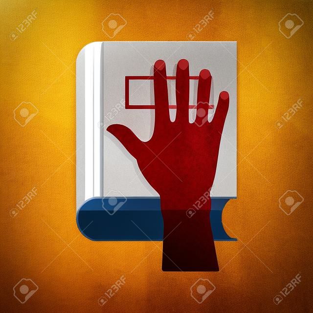 Hand on Constitution as Oath Concept Icon