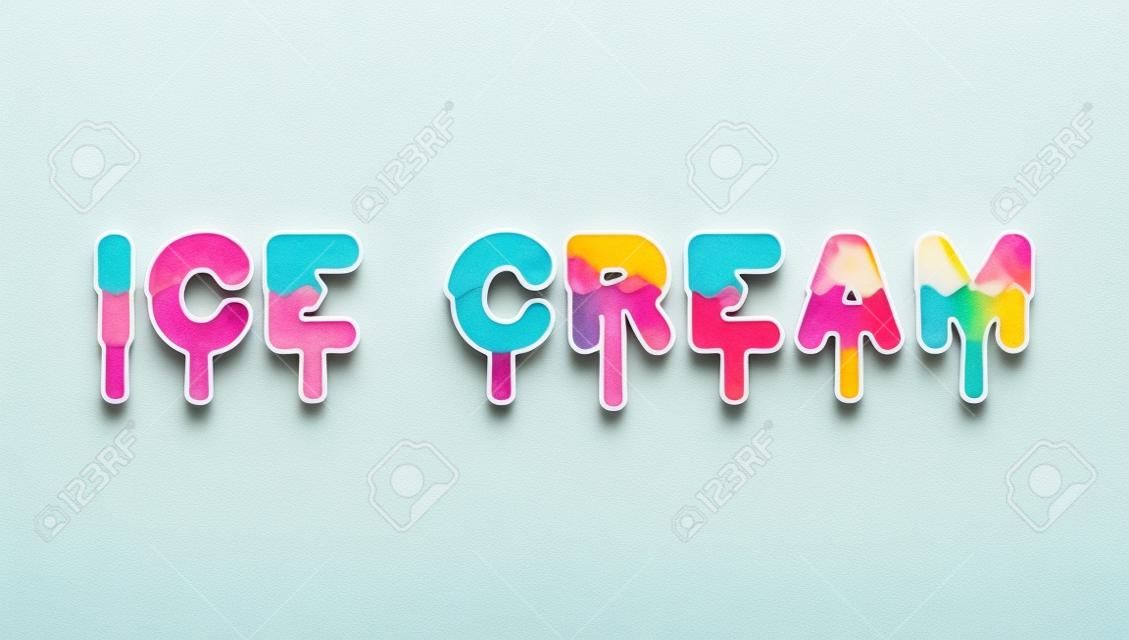 Ice cream typography. Popsicle alphabet. Cold sweets alphabet. Food typography. Edible letters. dessert lettering