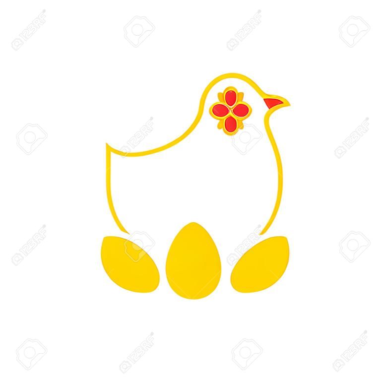Logotipo de pollo y huevo para la producción de huevos. Emblema de granja de pollo. Signo de la granja de aves de corral