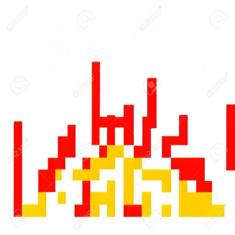 Art de pixel de feu. Flamme 8 bits. illustration vectorielle