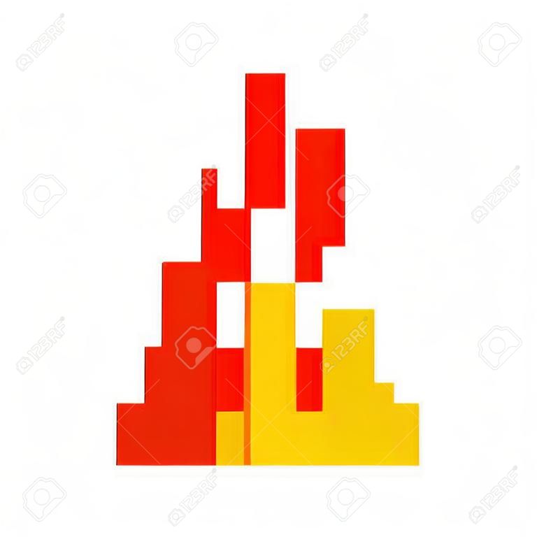 Fire pixel art. 8 Bit Flame. vector illustration