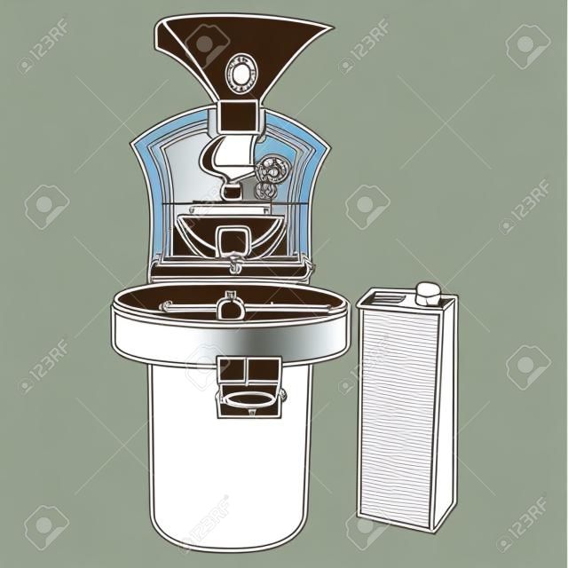 coffee roasting machine line vector