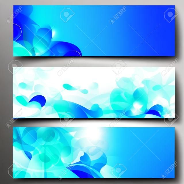Vector set of abstract blue  backgrounds for design 