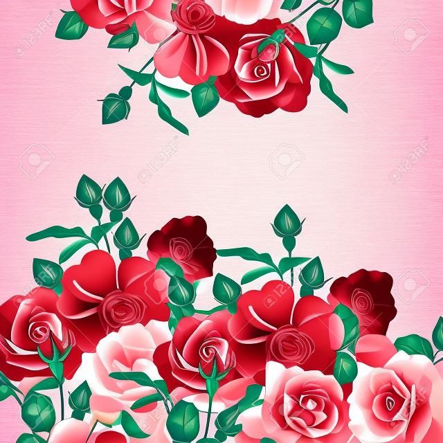 Background or illustration with rose flowers in retro style
