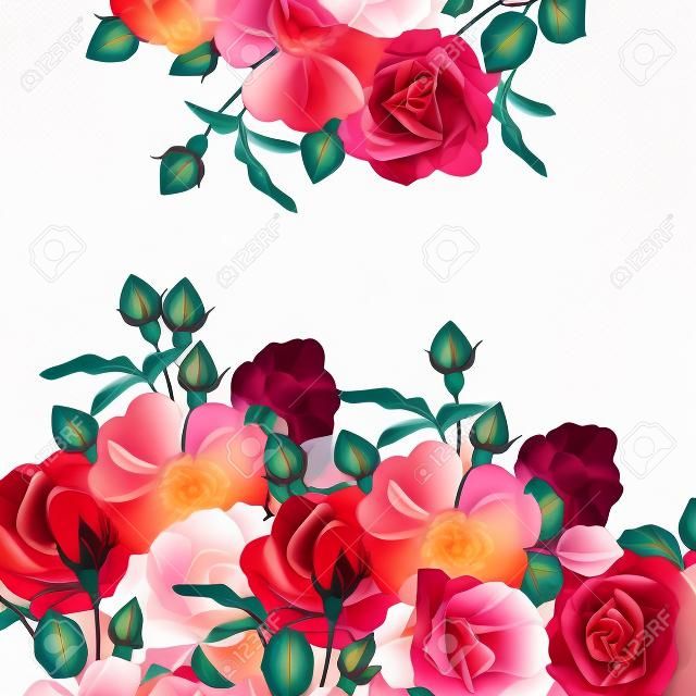 Background or illustration with rose flowers in retro style