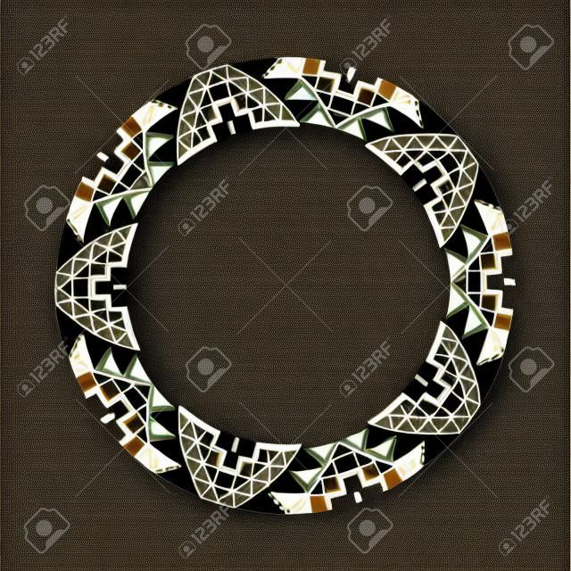 Circle ornament. Round frame, rosette. Native american (indian) round pattern, vector.