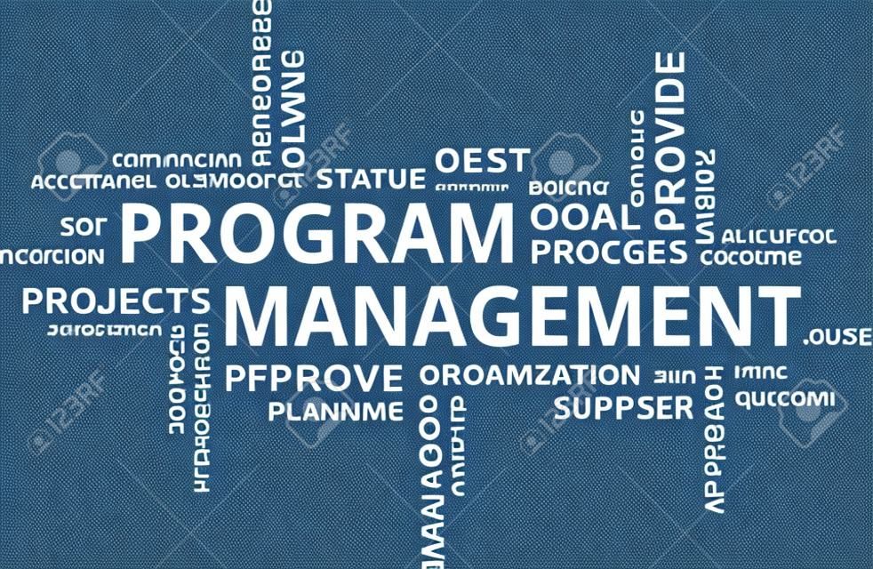 A word cloud of program management related items