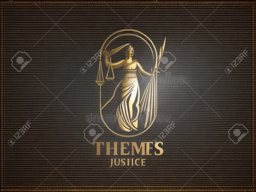 De godin van gerechtigheid Themis. Set. Vector illustratie
