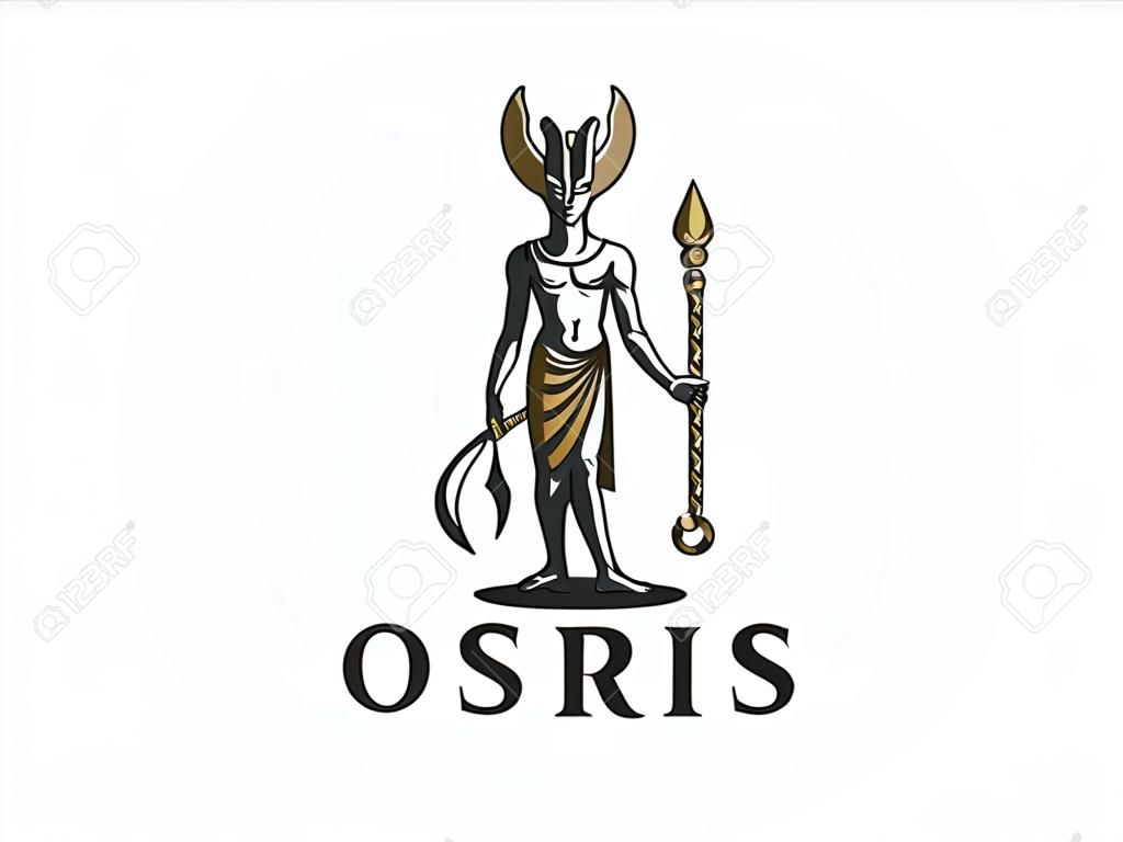 Der ägyptische Gott Osiris. Logo. Vektor-Emblem.