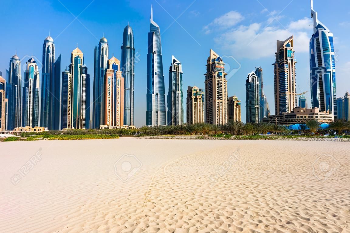 Skyscrapers of Dubai Marina at blue hour, Dubai, UAE
