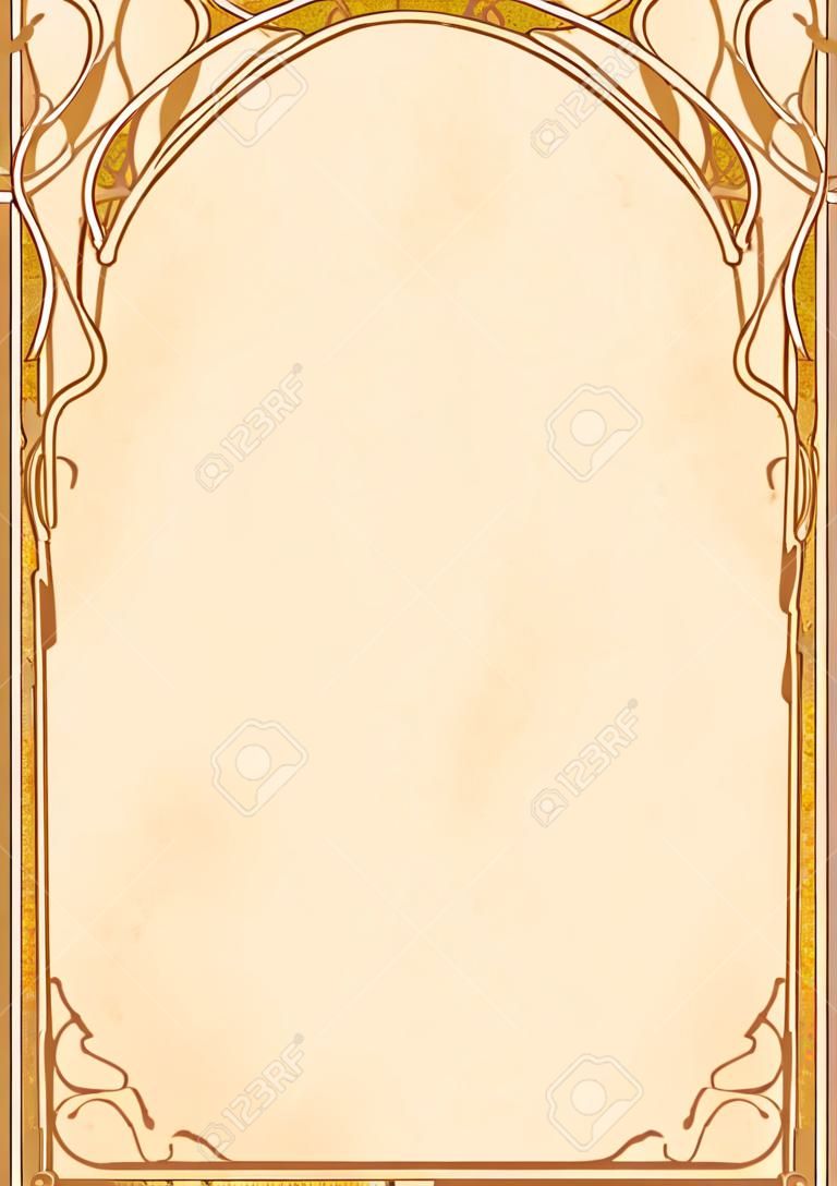Art nouveau frames with space for text on old paper
