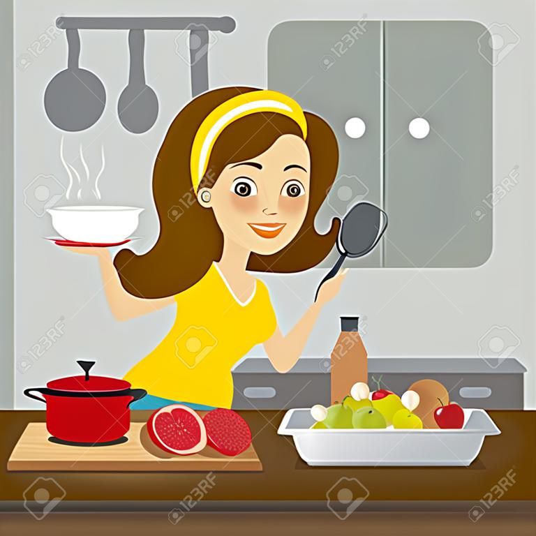 Vrouw in de keuken