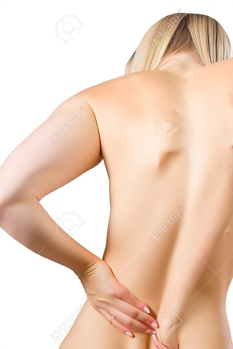 Femme avec des douleurs de la colonne vertébrale et arrière