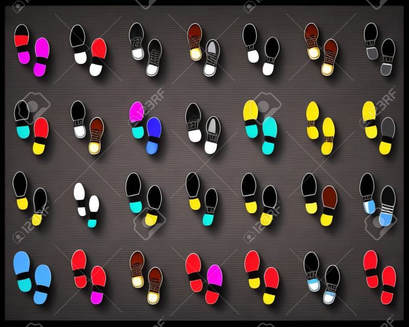 Stampe nere di scarpe diverse, illustrazione vettoriale