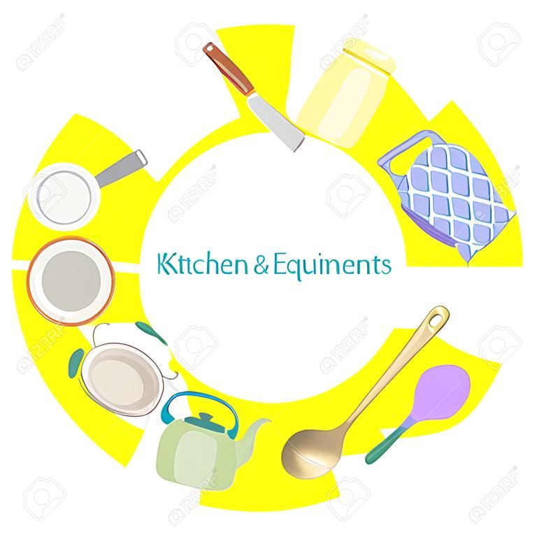 Kitchen Equipment On Circle Frame, Kitchen, Kitchenware, Crockery, Cooking, Food, Bakery, Lifestyle