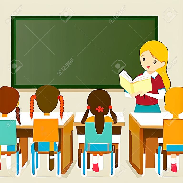 老师教学生在教室世界图书日回到学校教育文具书儿童学校用品教育主题物体图标