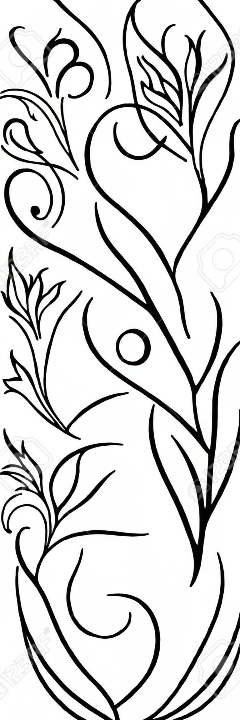 Czarno-biały wzór kwiatowy. Ozdoba filigranowa. Stylizowany szablon tapety, tekstylne, szal, dywan.
