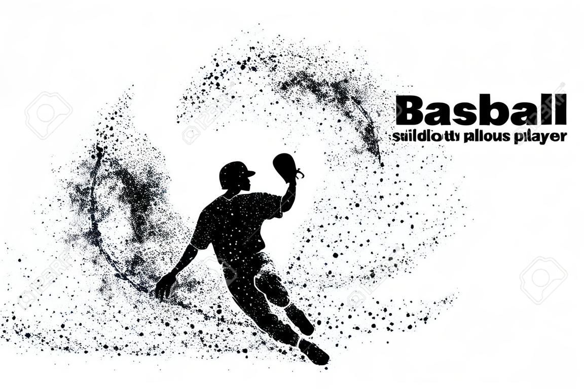 silhouette of a baseball player from particle. Text on a separate layer, color can be changed in one click