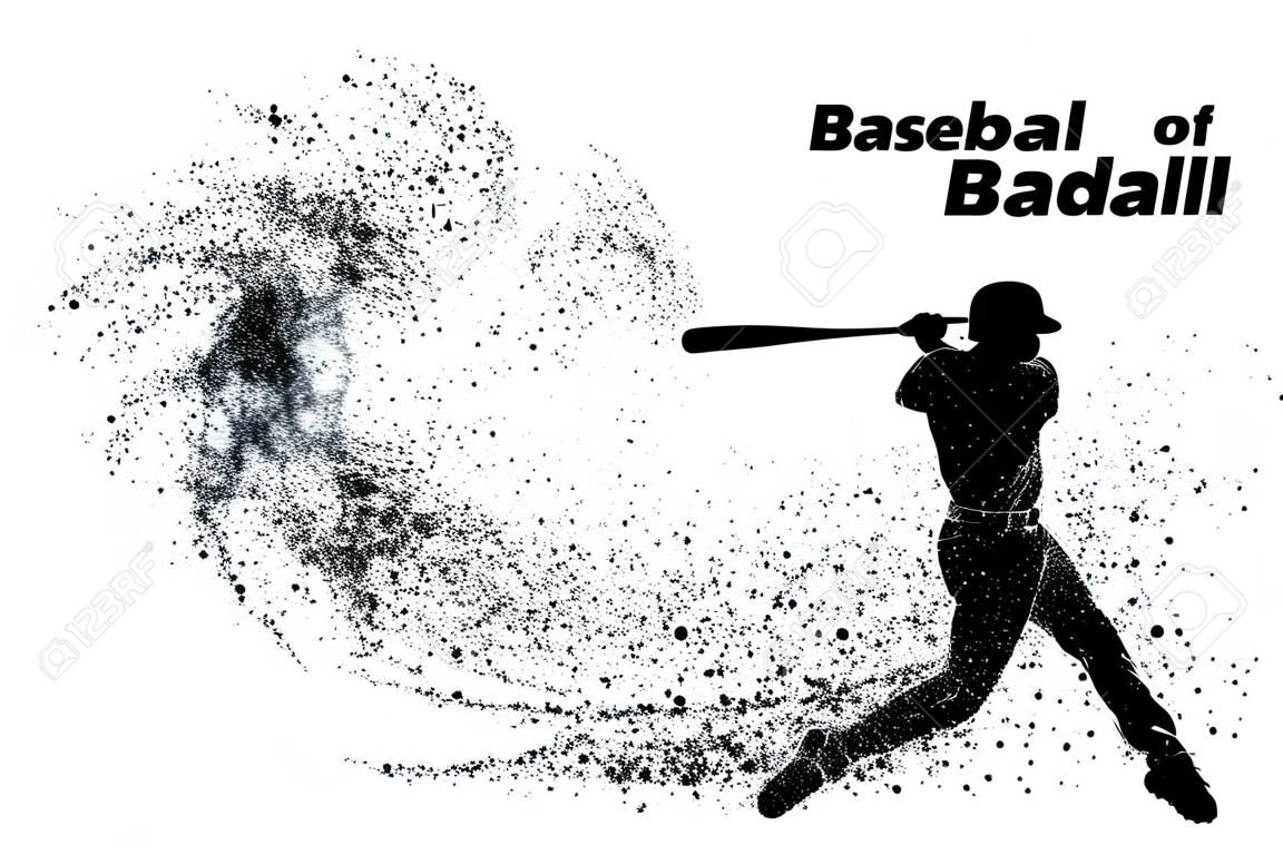 Silhouette eines Baseball-Spieler von Teilchen. Text auf einer separaten Ebene, Farbe kann mit einem Klick geändert werden