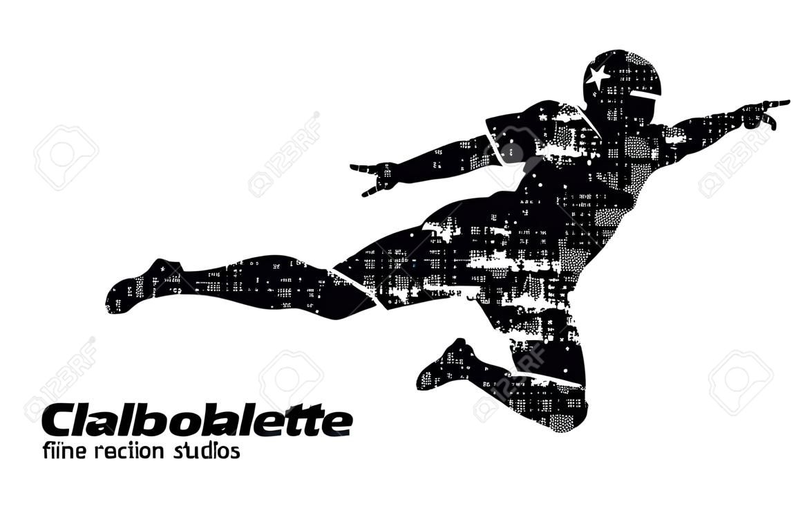 silhouette of a football player. Text and background on a separate layer, color can be changed in one click.