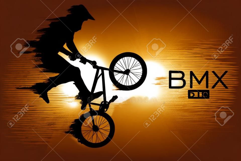 Silhouet van een BMX rijder. Vector illustratie