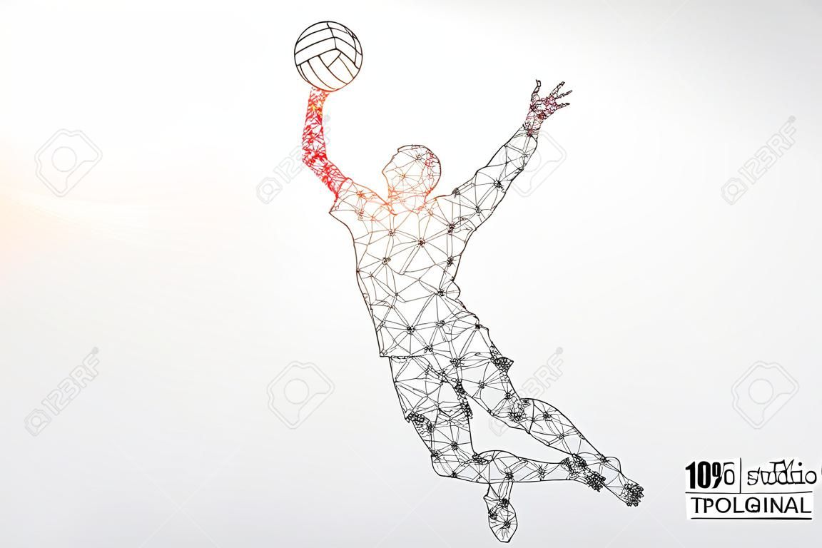 Schattenbild des Volleyballspielers. Vektor-illustration