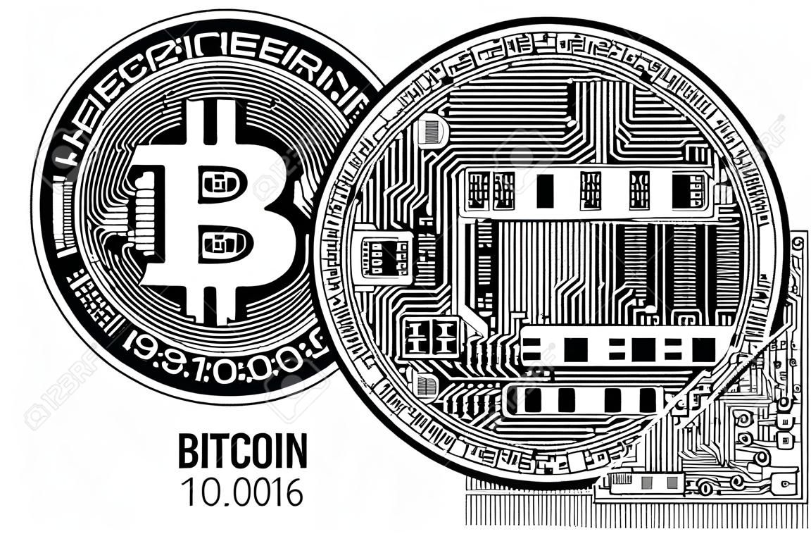 Bitcoin, fizyczna ilustracja wektorowa bitcoin.