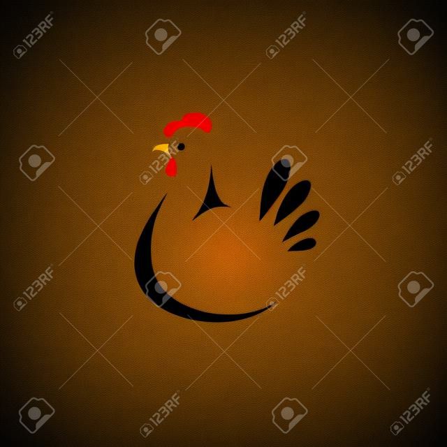 로그인, 양식에 일치시키는 실루엣 닭. 로고 디자인 템플릿