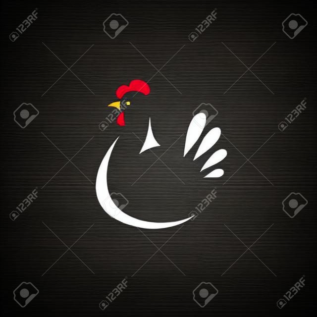 로그인, 양식에 일치시키는 실루엣 닭. 로고 디자인 템플릿