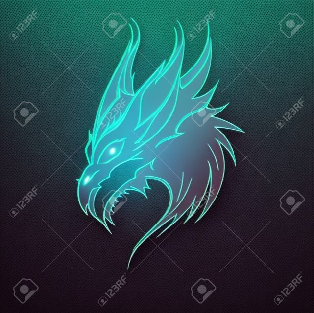 Modèle de logo de conception d'icône de vecteur de dragon de tête
