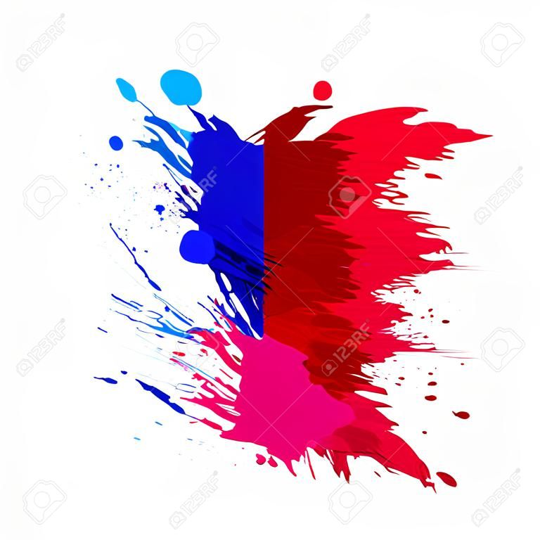 抽象的な形のフランスの国旗の色の水しぶき