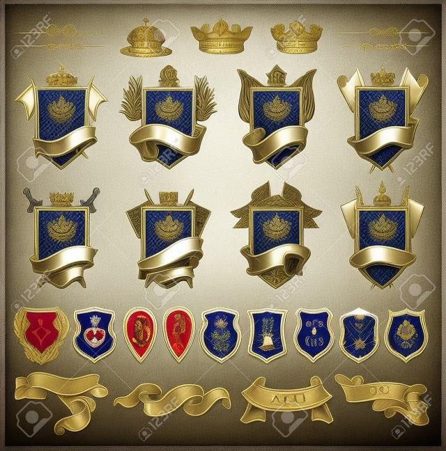 colección de elementos heráldicos y plantilla de escudo de armas