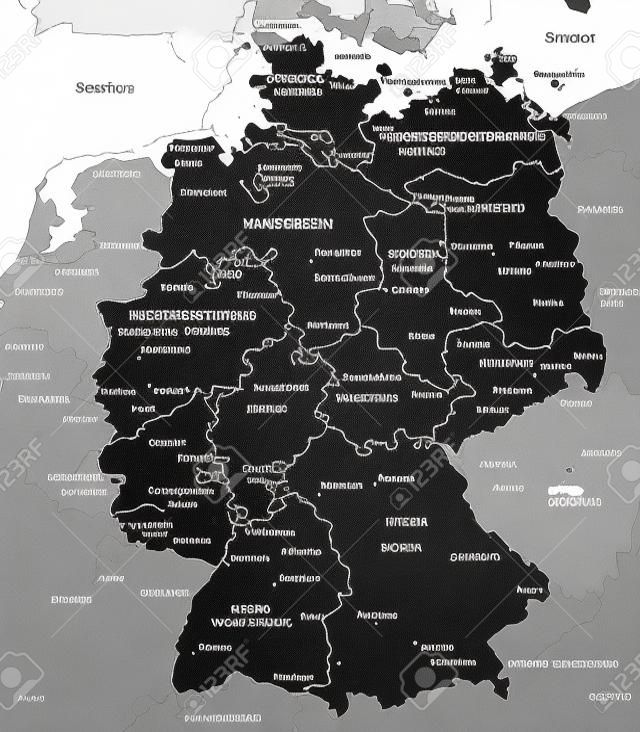 Schwarz-Weiß-Karte von Deutschland