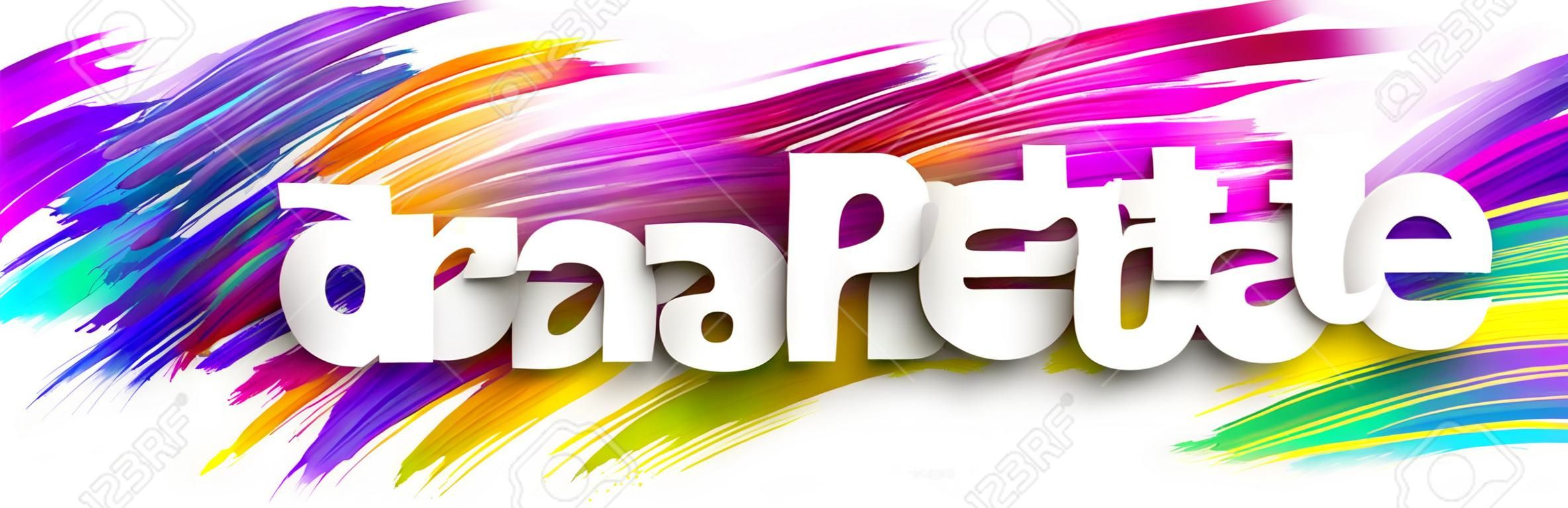 Small letters just breathe sign on multi-colored brush strokes background. Vector design element for banners, posters, cards, website.