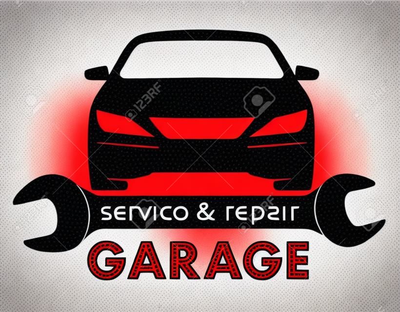 Centrado automático, servicio de garaje y el logotipo de la reparación, plantilla de vectores